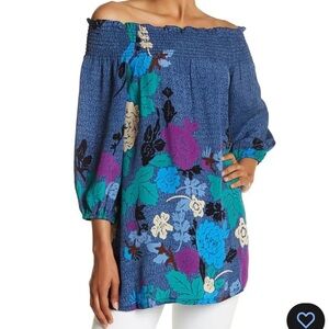 TRACY REESE Anthropology Women's Off the Shoulder Blouse Tunic Top Size XS
